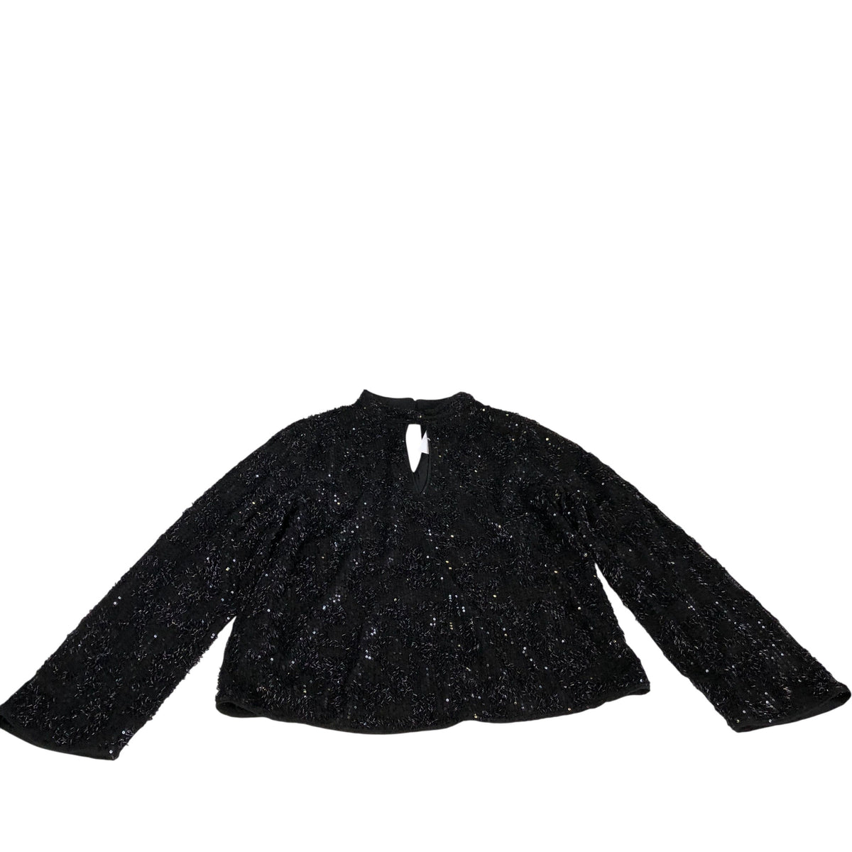 Black Sequin Long Sleeve Top UK12 Women's