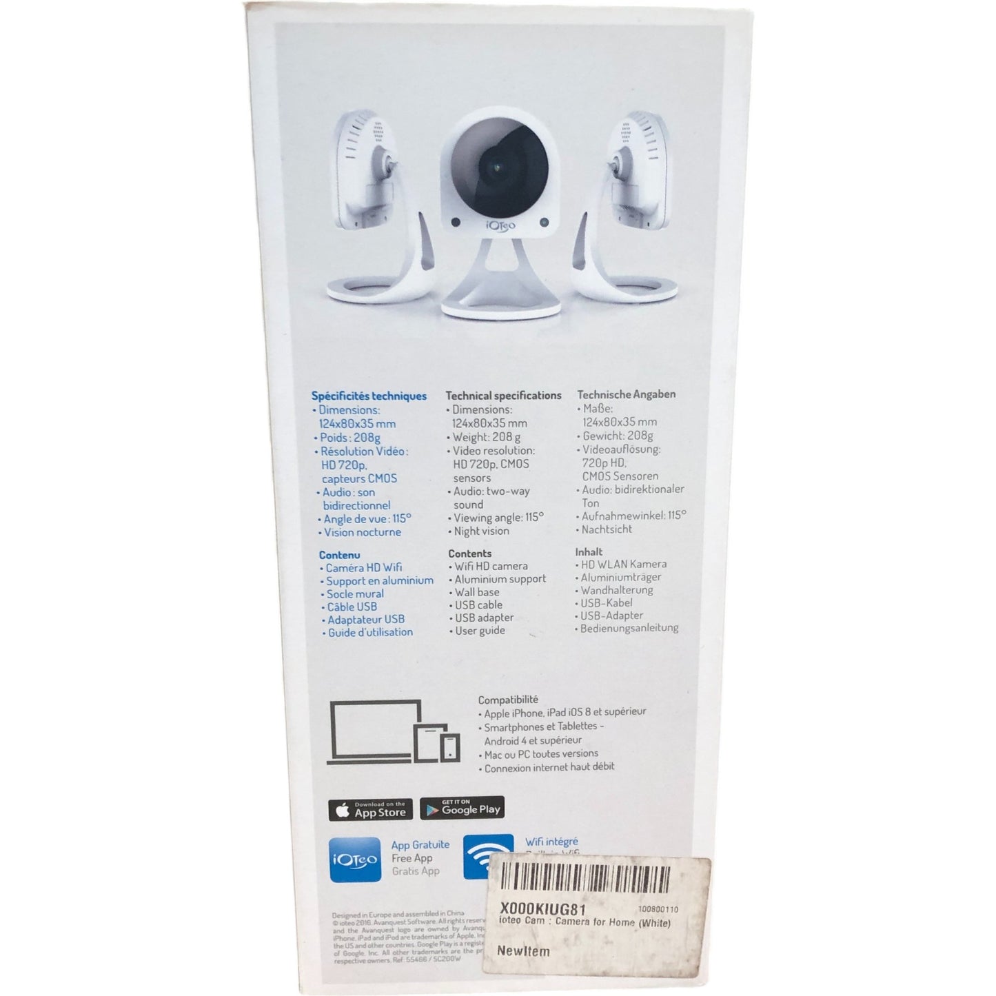 ioteo SC200 Cam Home Video Security HD 720p WiFi Camera Night Vision 2 Way Audio