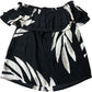 Lightweight Off Shoulder Top Size XS Black White Leaf Print