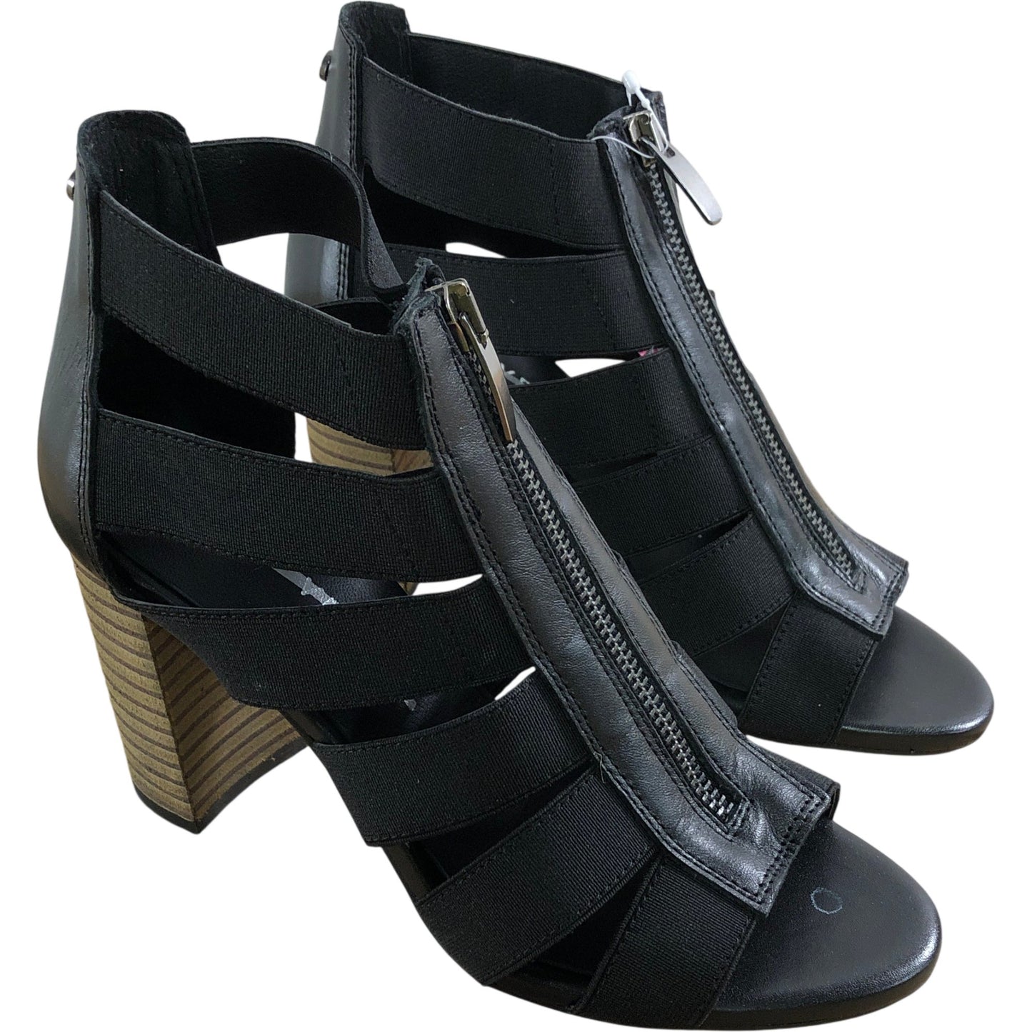 Strappy High Heel Sandals Size 3 Women's Black Zip Closure