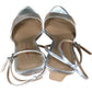 Lou 90 Leather Peep Toe High Heels - Silver - Size UK 5