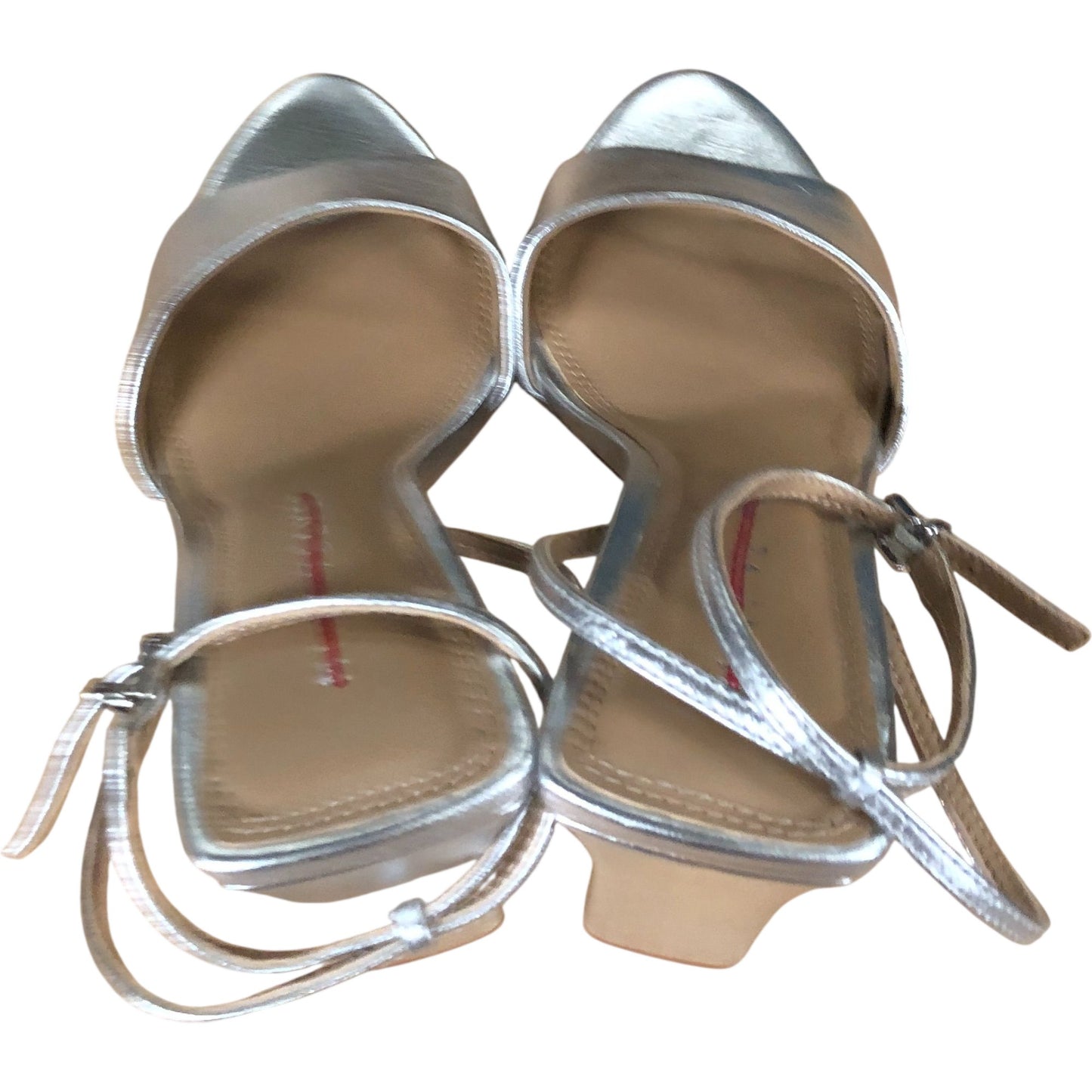 Lou 90 Leather Peep Toe High Heels - Silver - Size UK 5