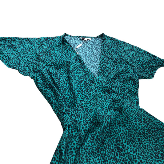 Branded Green Leopard print Wrap Dress - Size 12