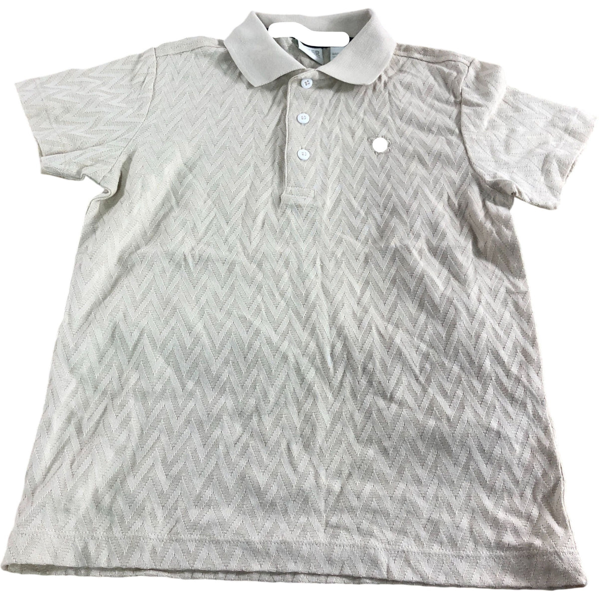 Polo Shirt 6 Years Kids Cotton Cream Chevron Pattern