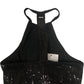 Black Halter Neck Sequin Maxi Dress Women's Evening Wear UK8