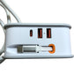 BEVA Travel Power Strip With 2AC Outlets 2USB A 1USB C Cable White