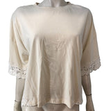 River Island Relaxed Ecru Top UK18 Women's Lace Detail Short Sleeve Casual
