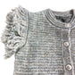 River Island Women's XS Button Cardigan Grey Frill Detail