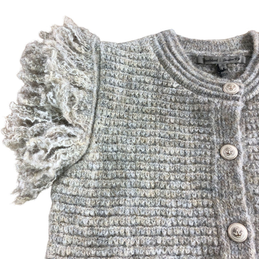 River Island Women's XS Button Cardigan Grey Frill Detail