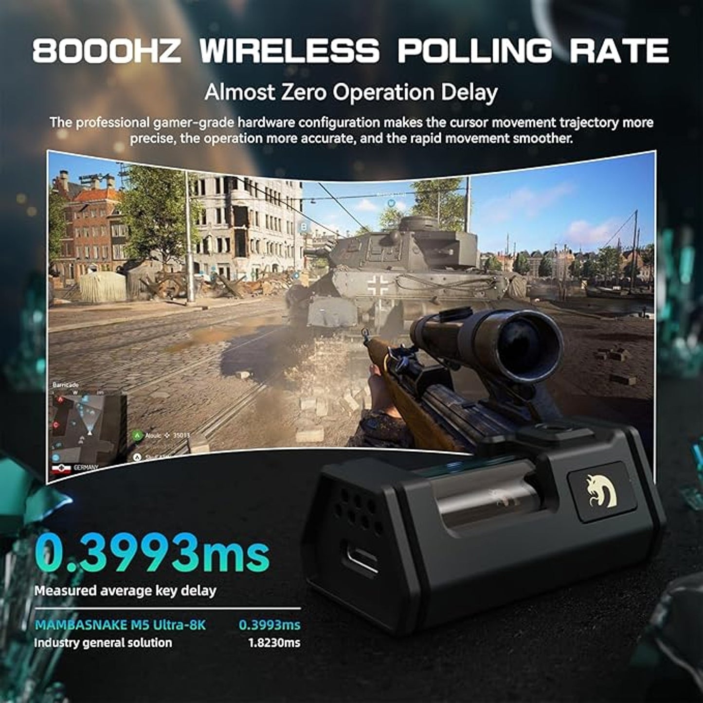 MAMGASNAKE M5 Ultra Wireless Gaming Mouse 8000Hz Lightweight Precision Green