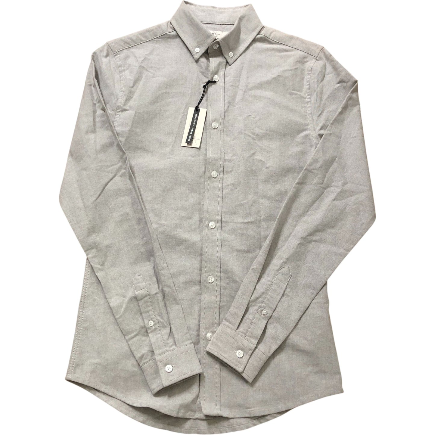 River Island XS Men's Long Sleeve Casual Shirt Grey Cotton Blend Button Up