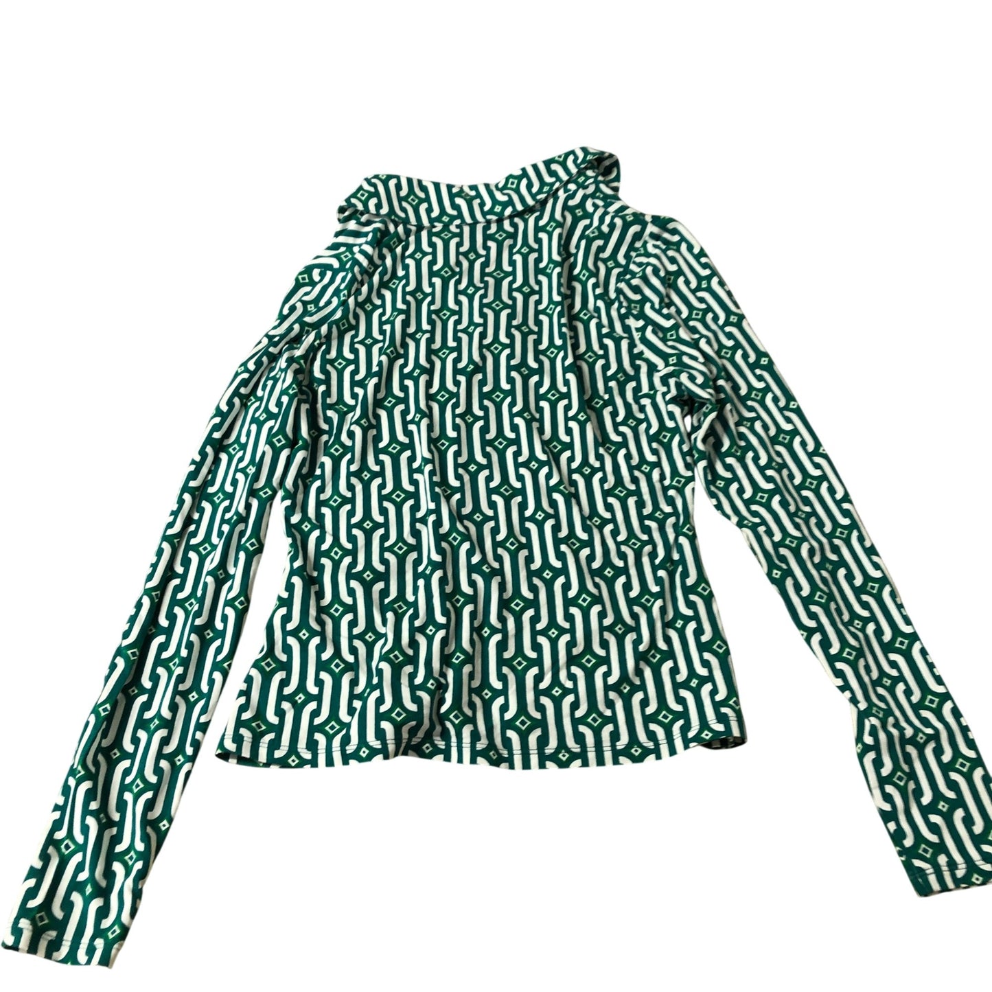 Boden Green Patterned Blouse Women's Button Front Long Sleeve UK12