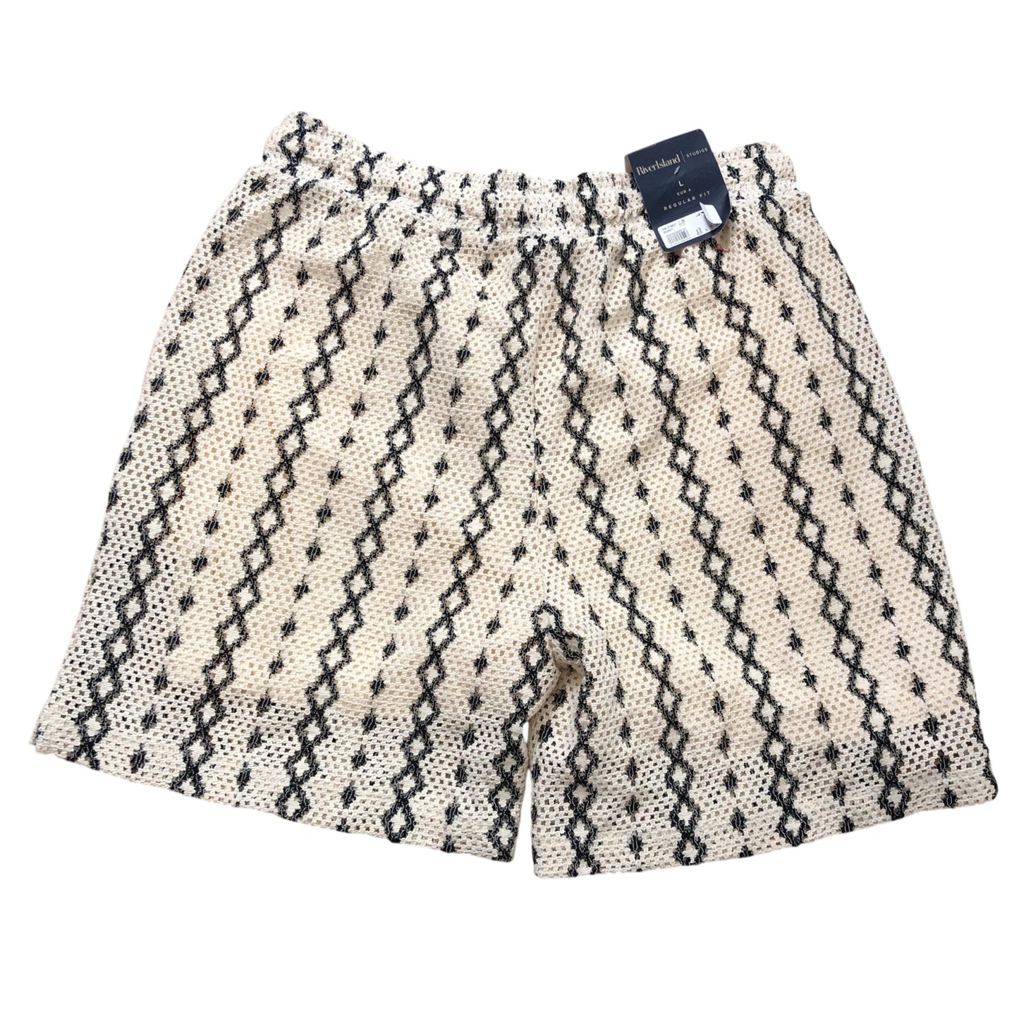 River Island Studios XS Regular Fit Ecru Smart Shorts Men's Patterned Style
