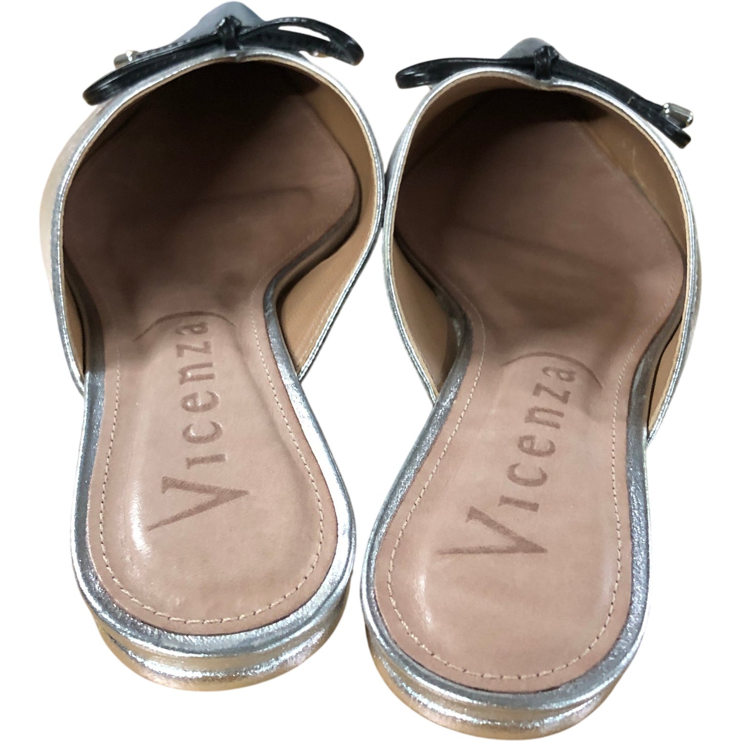 Vicenza Maeve Bow Mules UK5 Women's Silver Pointed Toe Heels