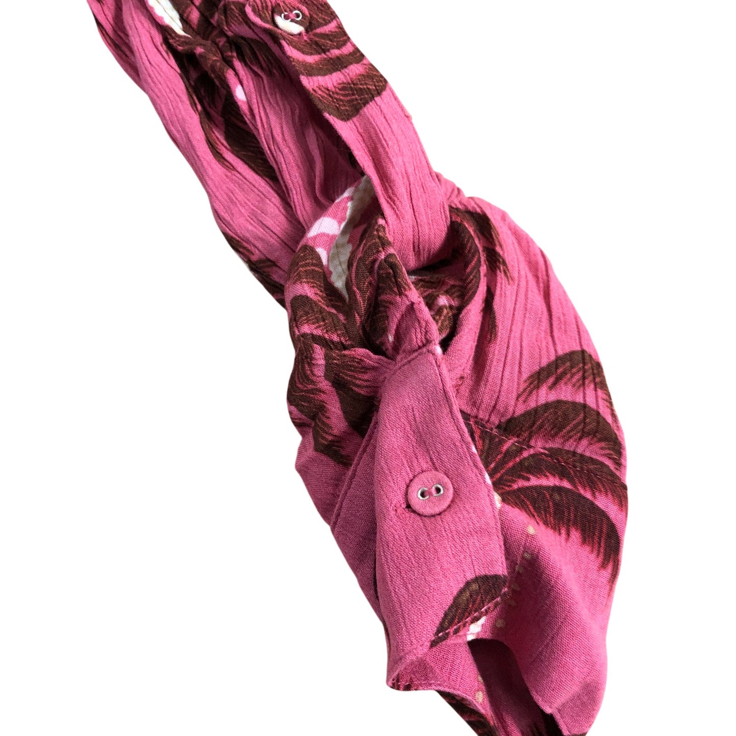 River Island Palm Print Shirt UK XS Women's Button Up Short Sleeve Viscose Blush