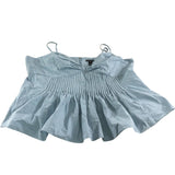 River Island Women's Pleated Top Size UK18 Light Blue 100 Cotton Sleeveless