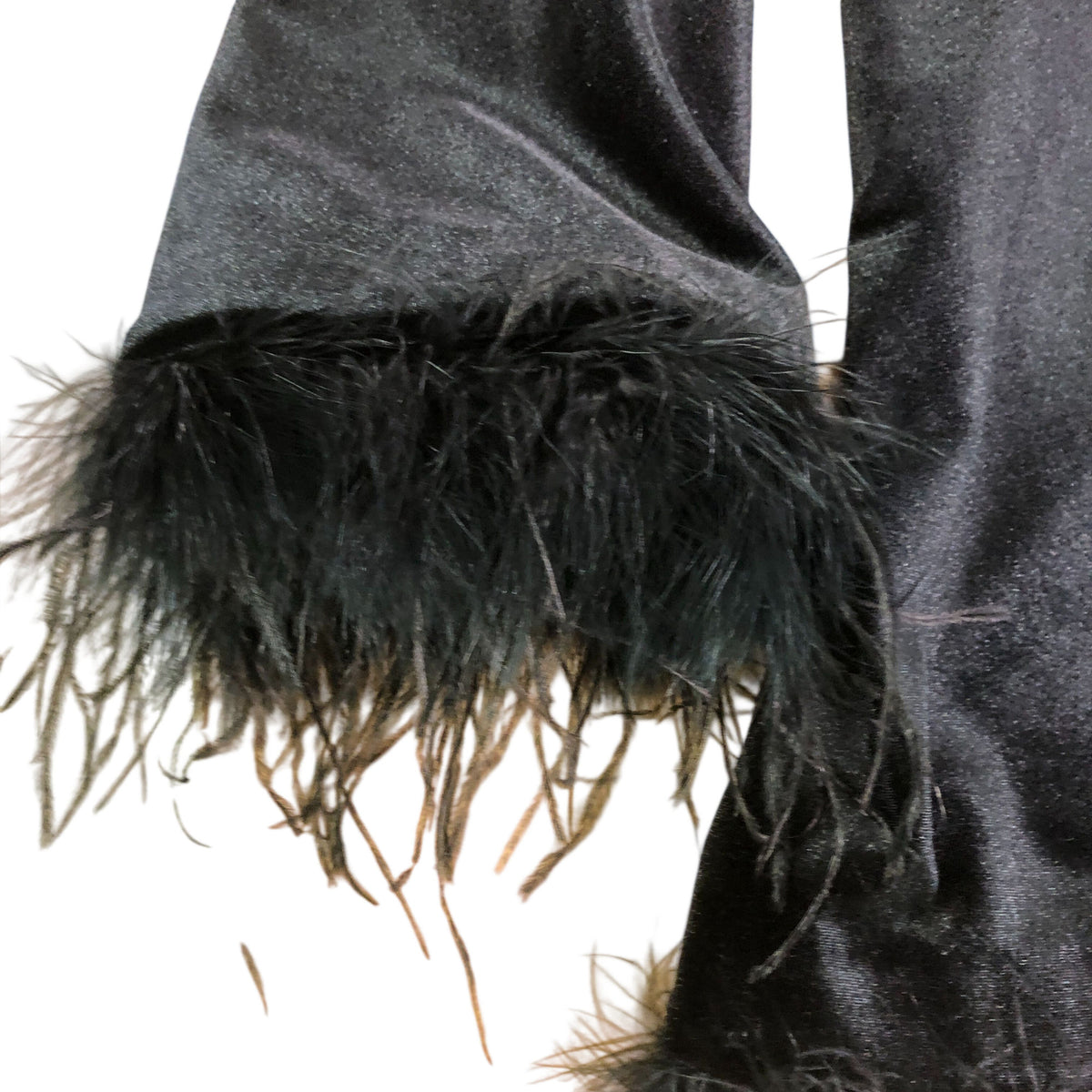 River Island Black Dress UK8 Women's Long Sleeve Feather Trim