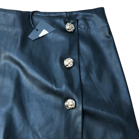 River Island Black Skirt Size UK12 Womens Button Detail High Waisted Fashion