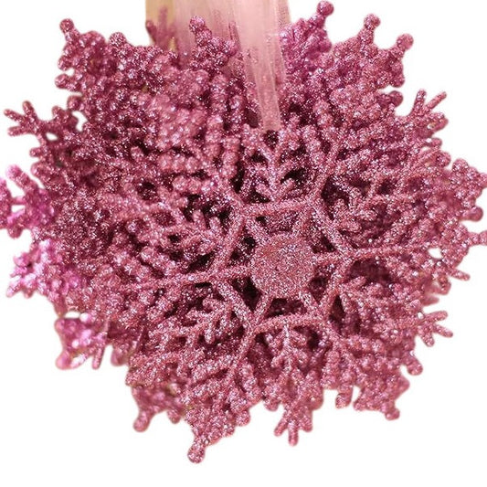 Pink Pendant Snowflake Christmas Tree Decorations 12 Pack