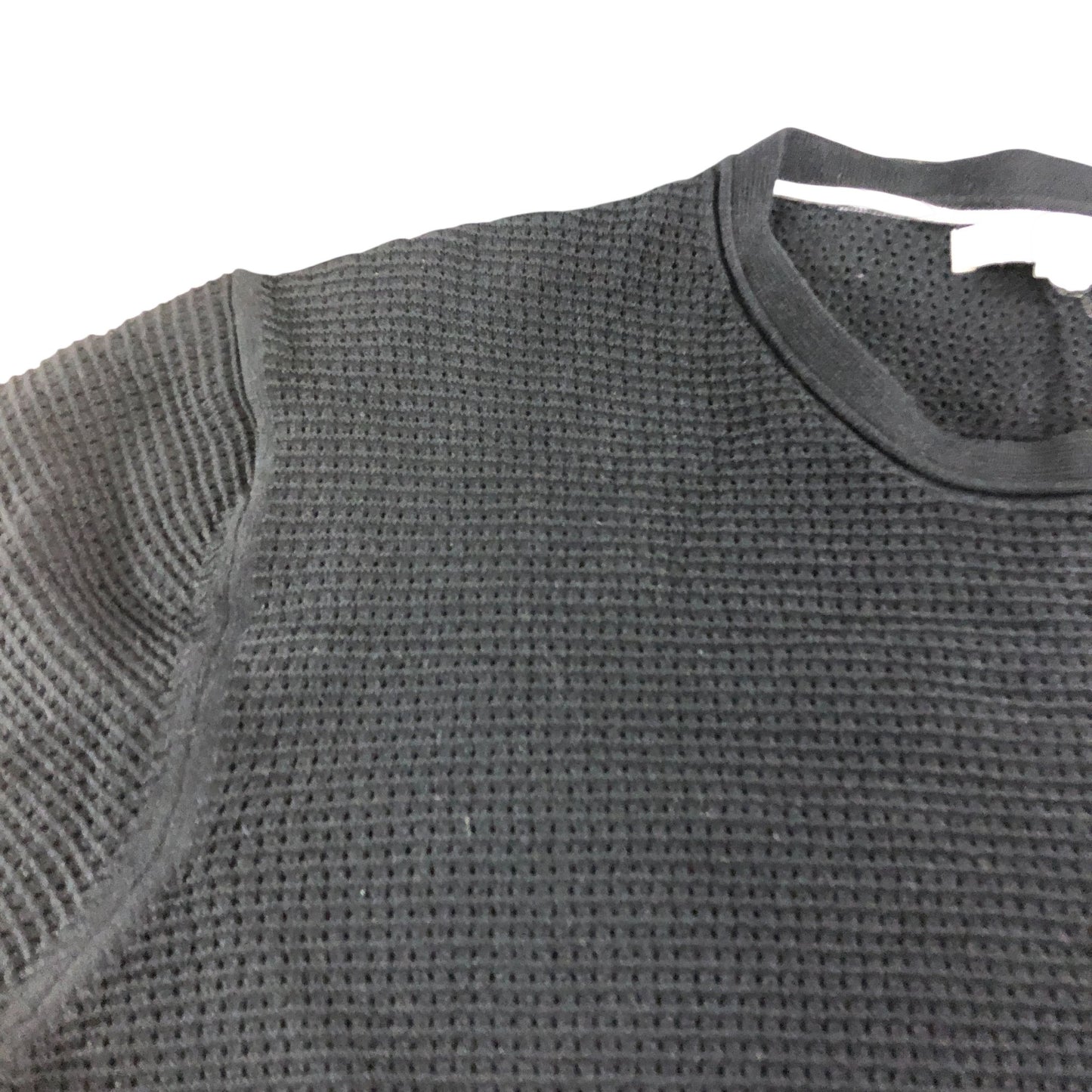 River Island Black Waffle Knit T-Shirt XL Men's Short Sleeve Cotton Casual
