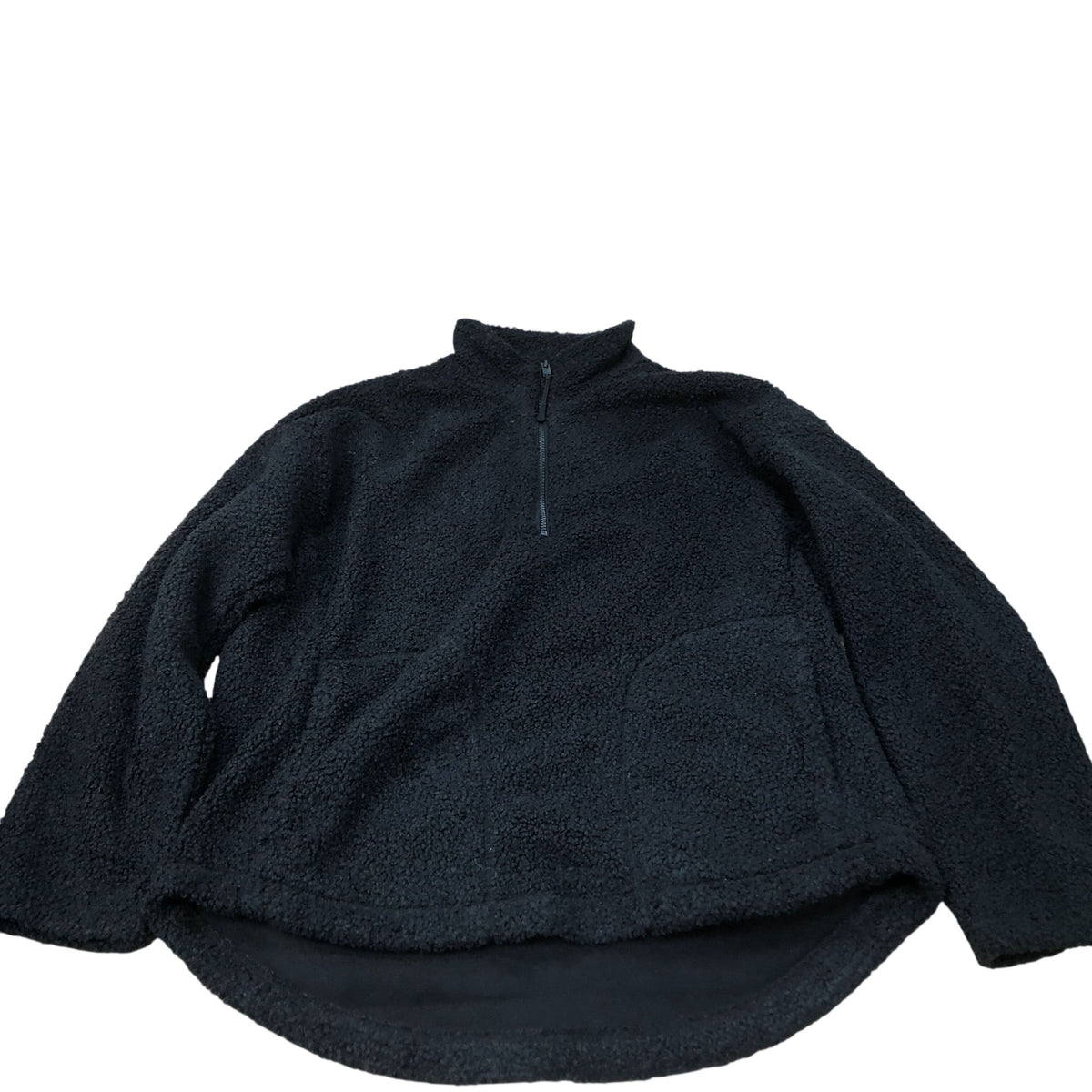 Quarter Zip Fleece Jacket Medium Unisex Soft Black Warm Cozy