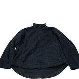 Quarter Zip Fleece Jacket Medium Unisex Soft Black Warm Cozy