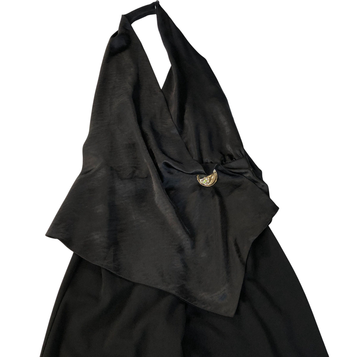 River Island Black Halter Neck Jumpsuit UK XS Women's Wide Leg