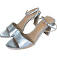 Lou 90 Leather Peep Toe High Heels - Silver - Size UK 5