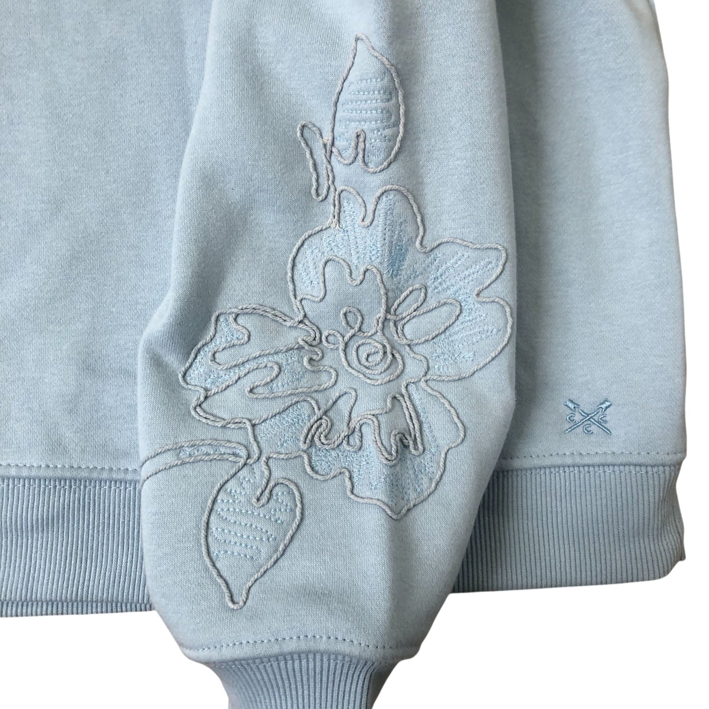 Crew Clothing Company Women's Size 14 Light Blue Floral Sweatshirt