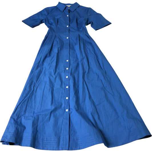 Boden Women's Blue Shirt Dress Short Sleeve 100% Cotton Button Up UK12