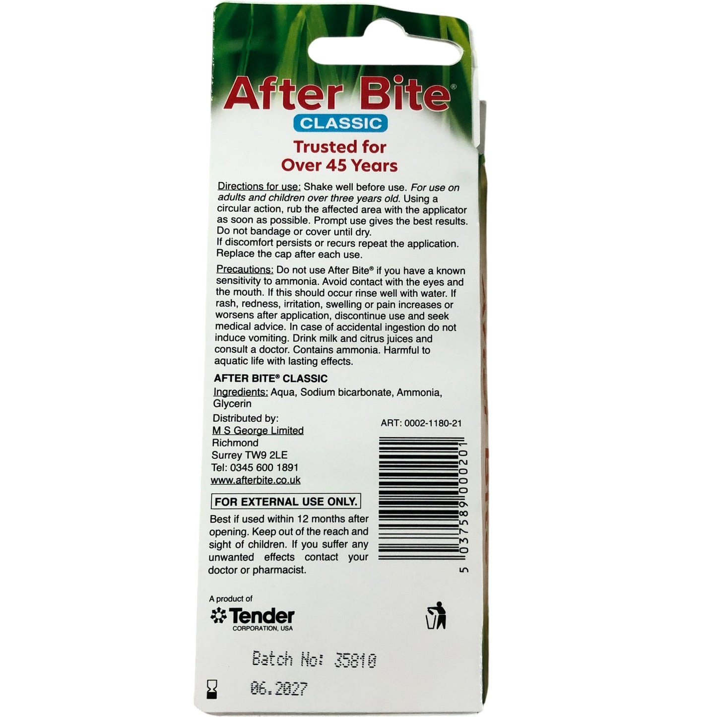 After Bite Classic Handy Pen 14ml Insect Bite Relief for Mosquitoes Wasps Bees