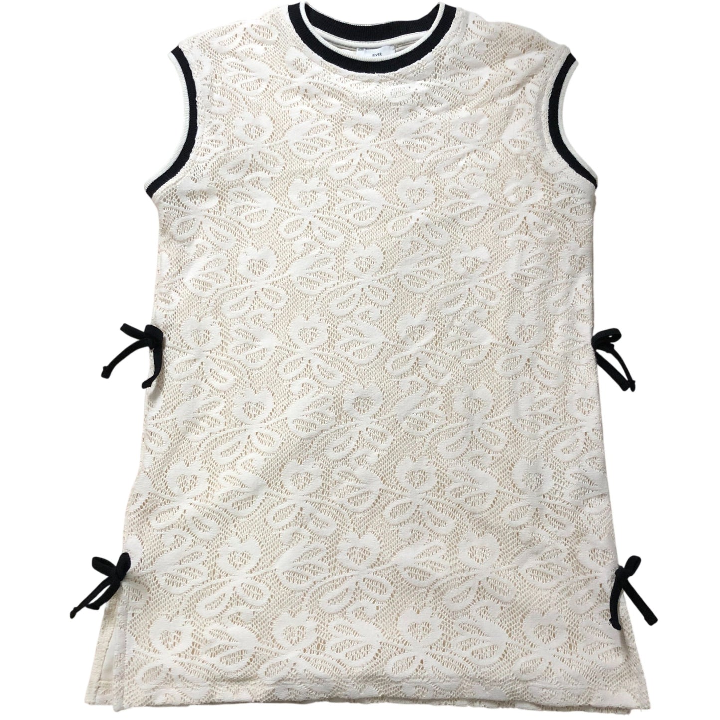 River Island Girls Dress 11-12 Years White Lace Sleeveless Floral Pattern