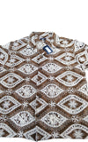 River Island Studios Brown Embroidered Shirt UK L Men's Short Sleeve Top