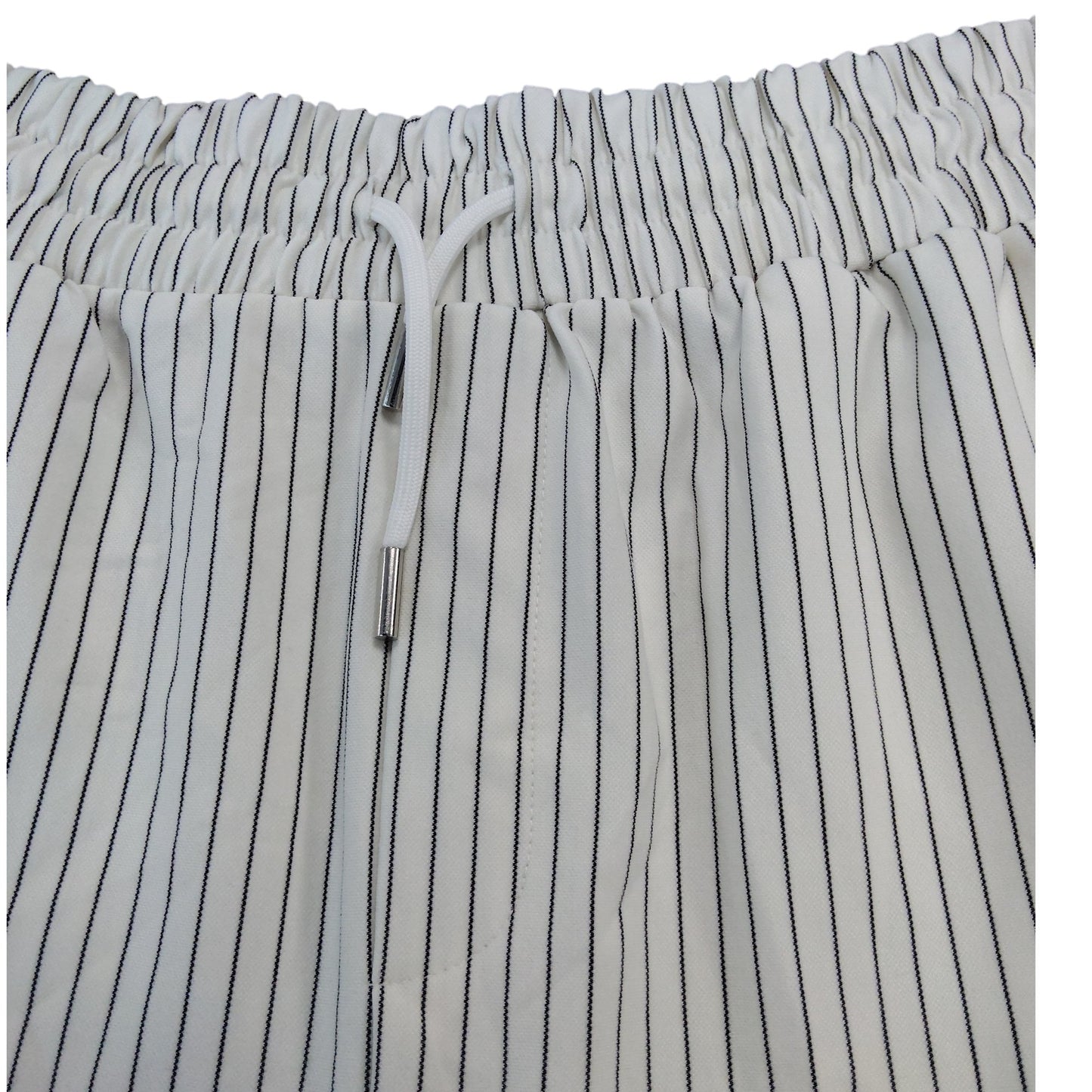 River Island Unisex Shorts Size S White Striped Elastic Waistband