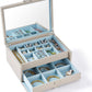 Vee&Co Jewellery Organiser Grey And Blue 2 Layers With Mirror