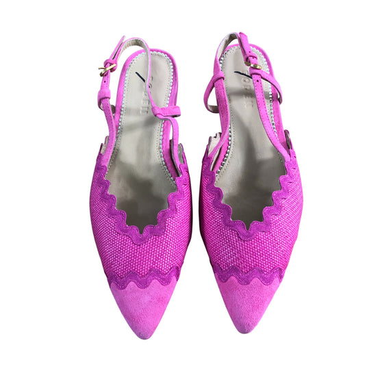 Branded Pink Slingback Flats UK5 Women's Pointed Toe Ruffle Detail Shoes
