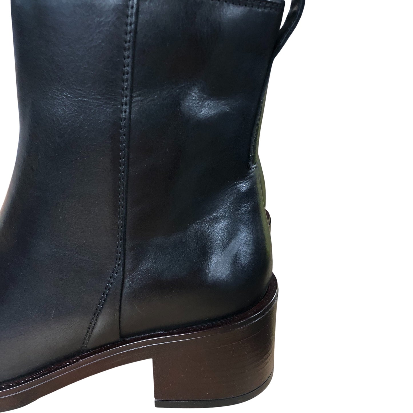 Dune Modern Black Leather Ankle Boots UK 4 Women's Zippered Stylish Heels