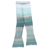 River Island Girls 7/8 Years Knitted Flared Trousers Green Beige Lace