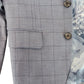 River Island Suit Jacket UK38S Men's Grey Check Slim Fit Floral Lining