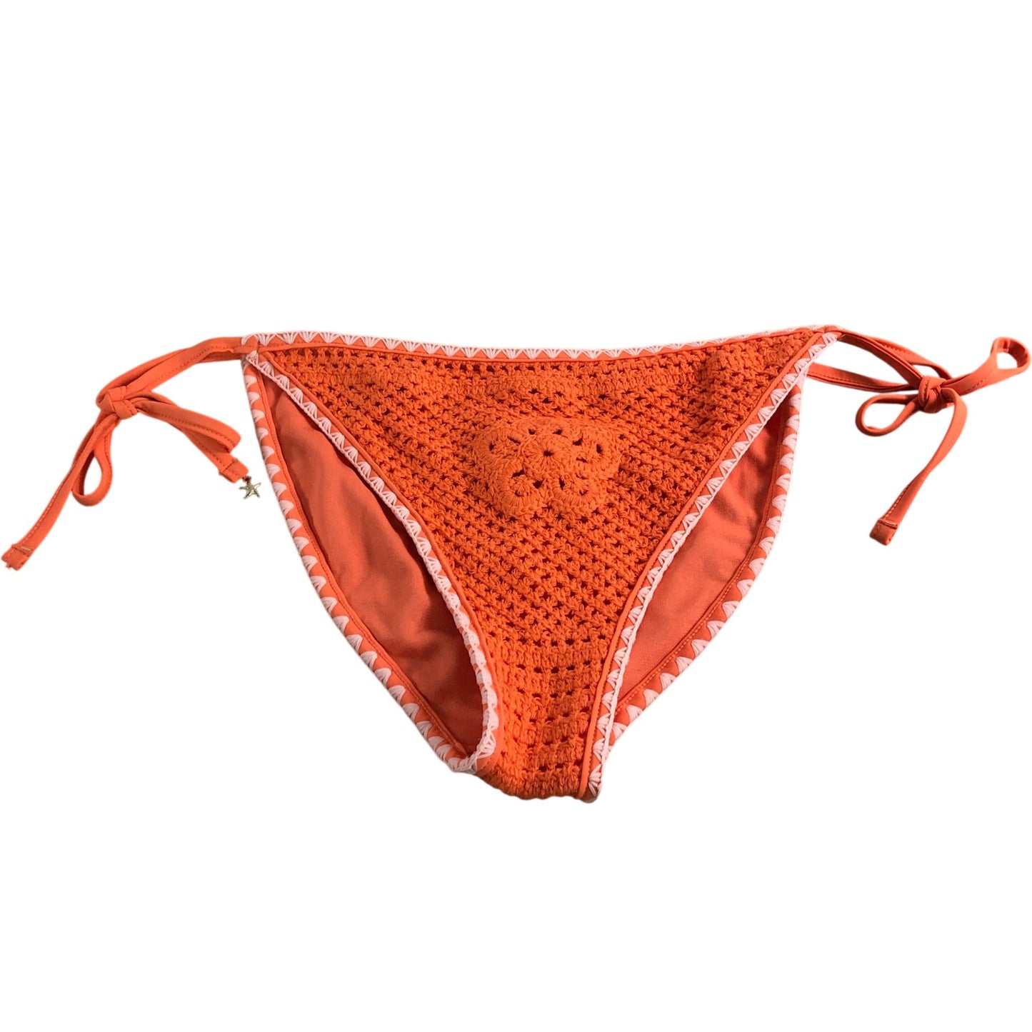 River Island Crochet Bikini Bottom UK16 Women's Orange Tie Side Swimwear
