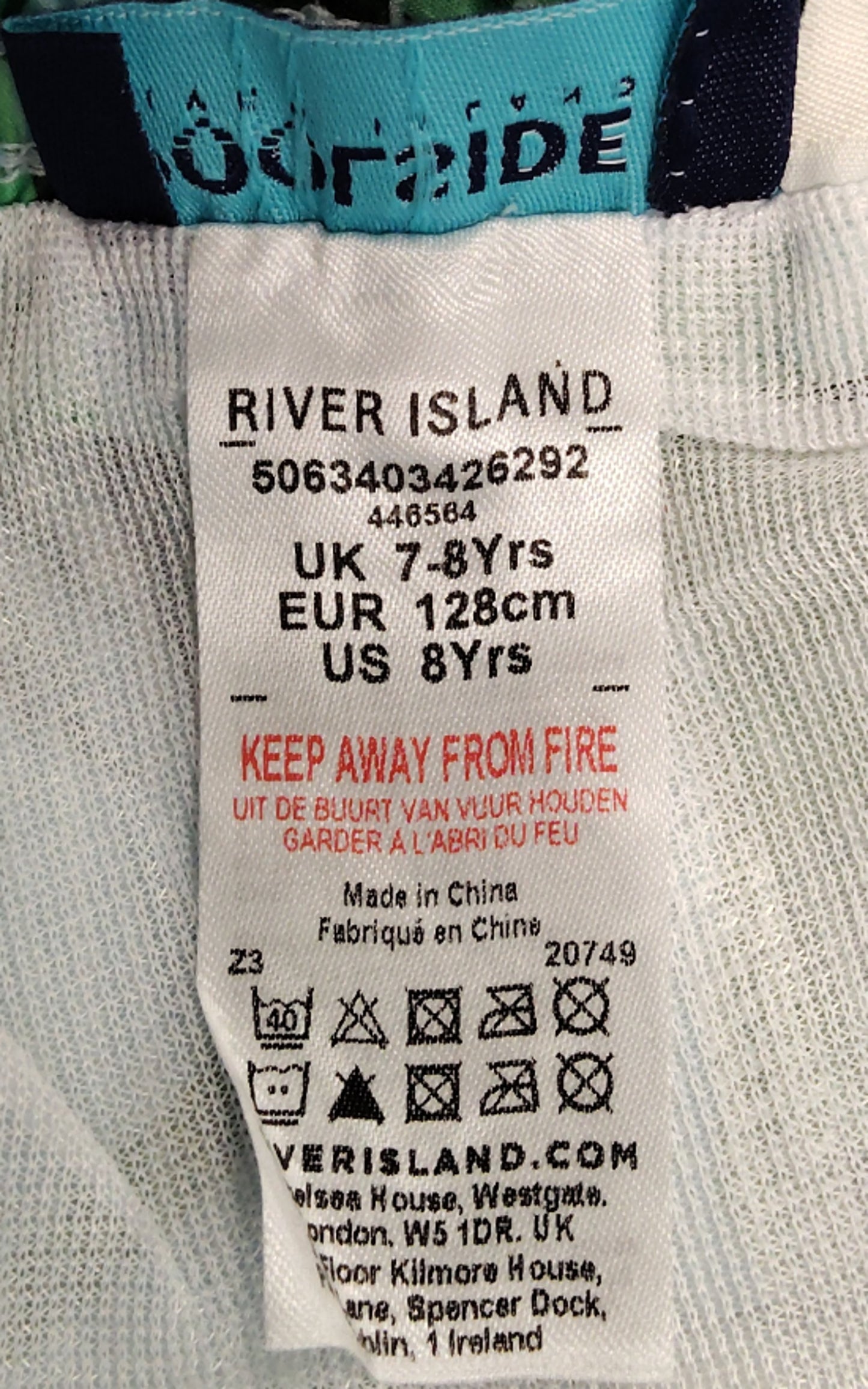 River Island Boys Swim Shorts UK6 Tropical Print Leaf Design Age 7-8 Years