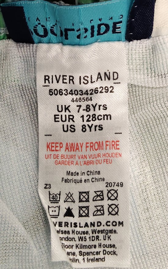 River Island Boys Swim Shorts UK6 Tropical Print Leaf Design Age 7-8 Years