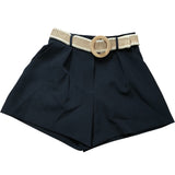 River Island Black High Waisted Shorts Women's Belted Pleated Stylish Size 6