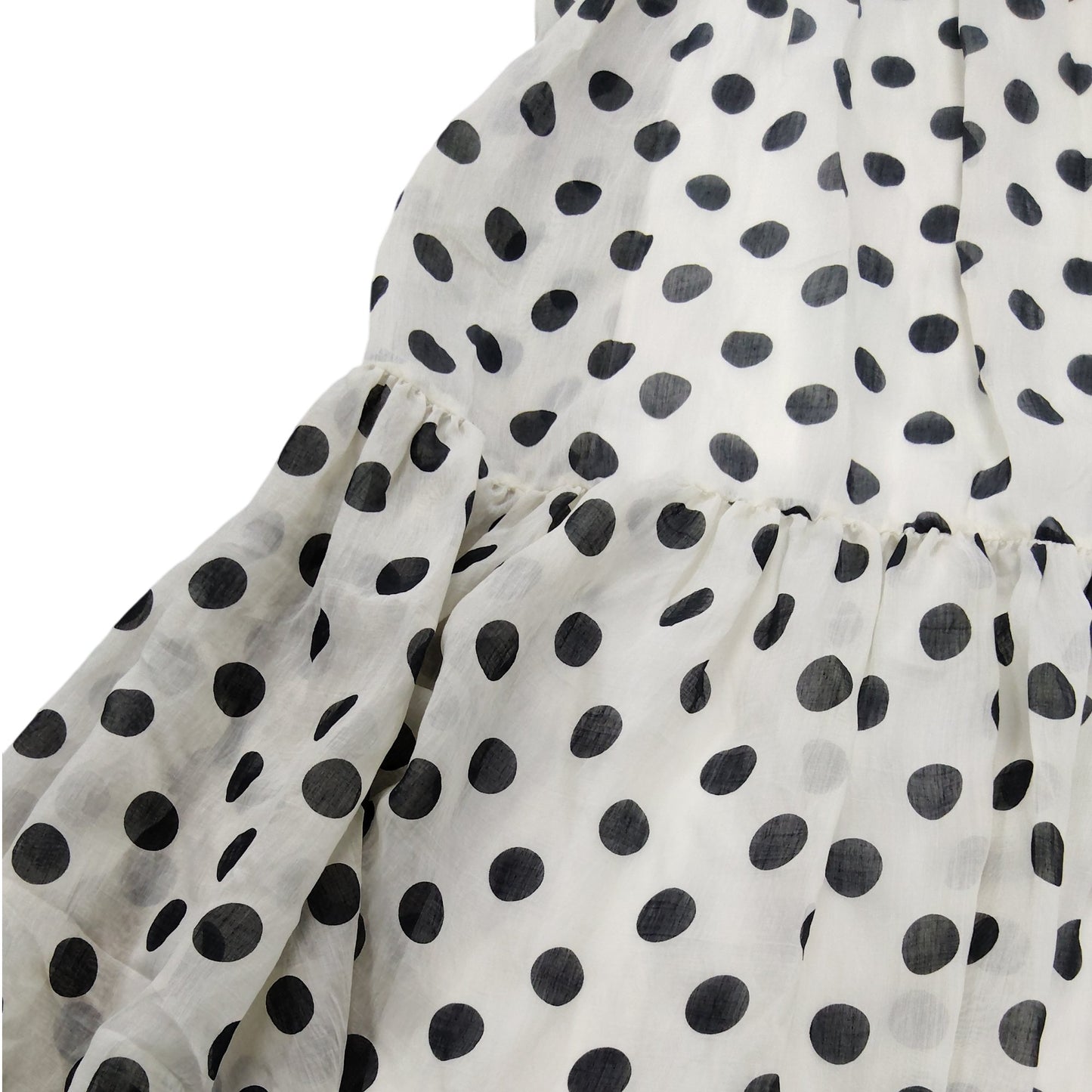 River Island UK10 Women's Polka Dot Dress Off Shoulder Puff Sleeve White Black
