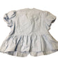 Short Sleeve Peplum Blouse Women's Light Blue Linen Button-Up Medium
