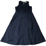 Boden Carla Linen Midi Dress Women's Navy Blue Sleeveless A-Line Size 16