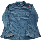 Long Sleeve Denim Shirt With Red Heart Embroidery UK Size 6