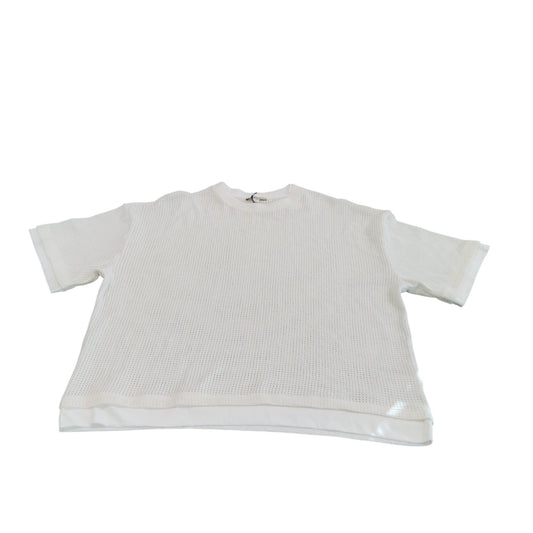 River Island Women’s White L Short Sleeve Textured Top Loose Fit Casual