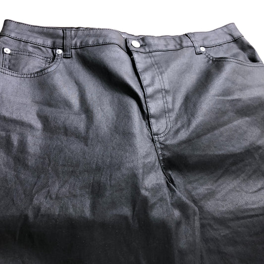Branded Black Coated Barrel Jeans - Size 18S