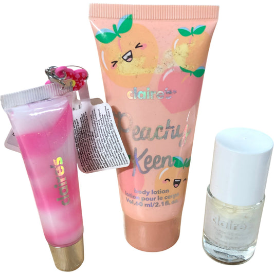 Claire's Peachy Keen Lip Gloss Under 6ml Body Lotion and Nail Polish Set